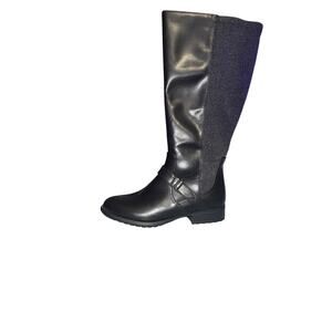 Life Stride Texas Knee High Boots Women's Size 7 W Wide Calf Black Leather NWB